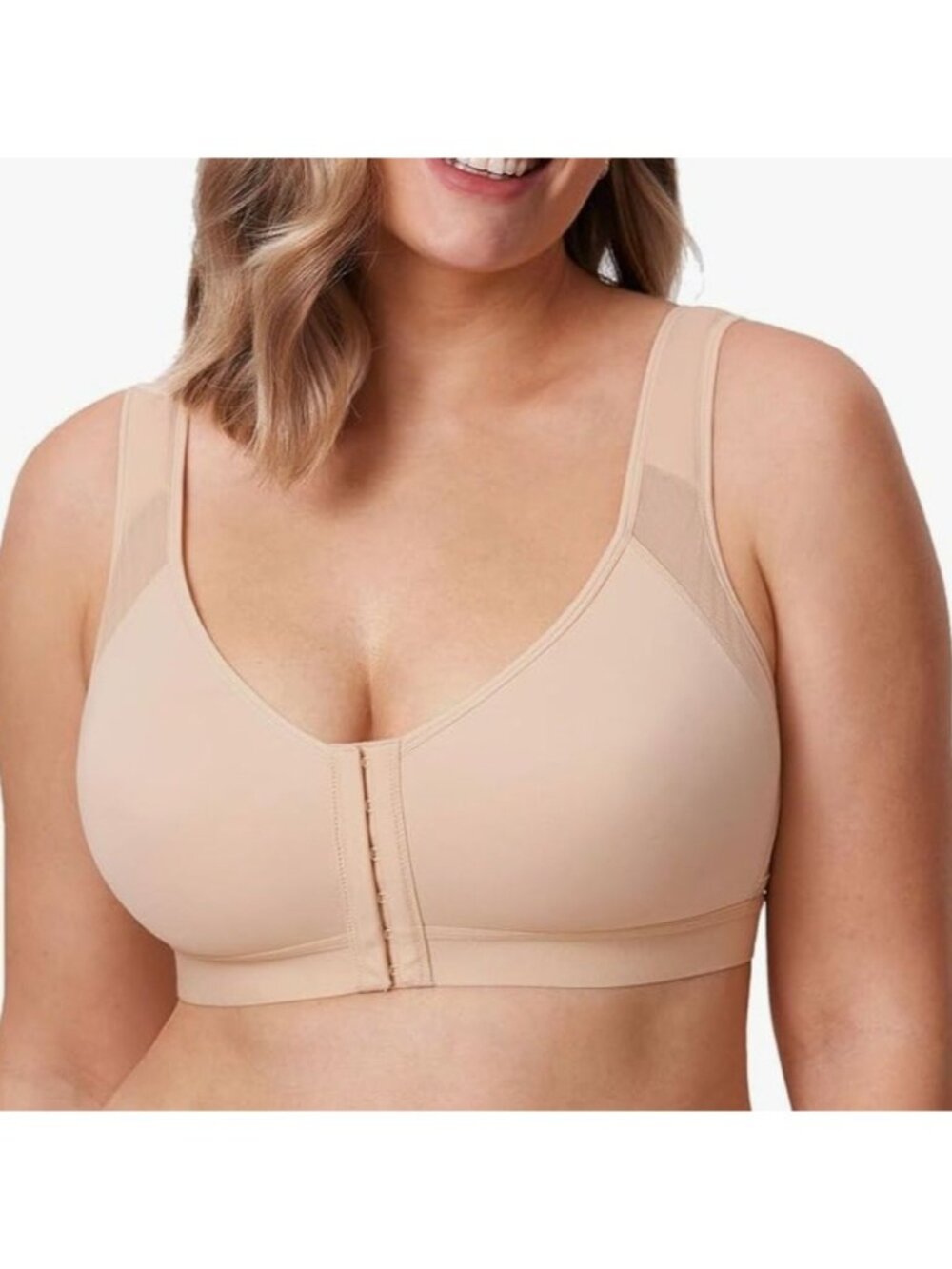 Delimira Firm Support Full Coverage Bra Adjustable Front Closure 38B Beige